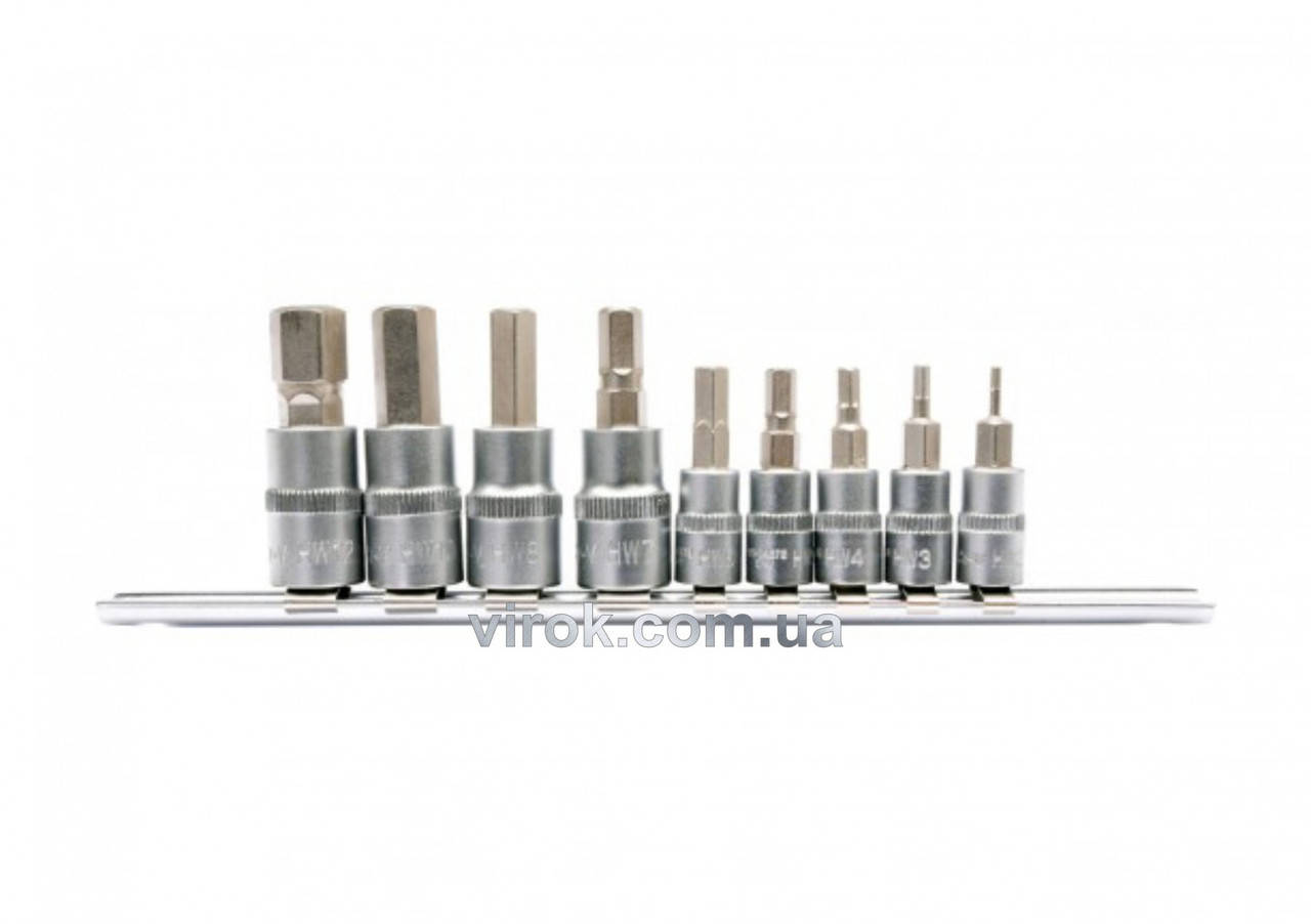 

Набор головок торцевых с насадкми HEX YATO 1/2" и 3/8" H2-H12 9 шт YT-04401