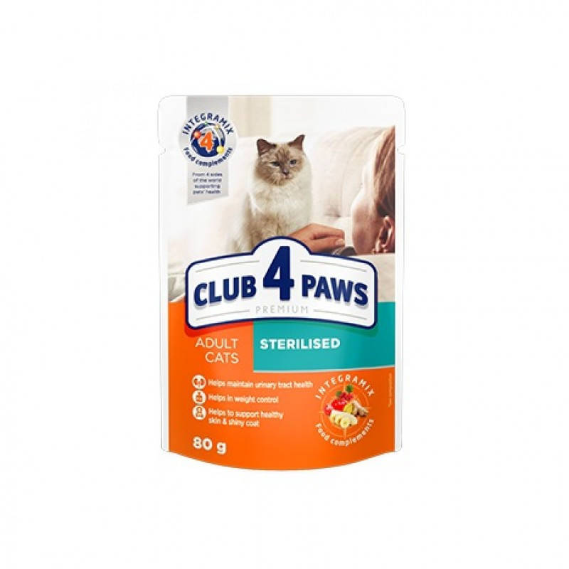 

Пауч Club 4 Paws для стерилизованных котов 80г