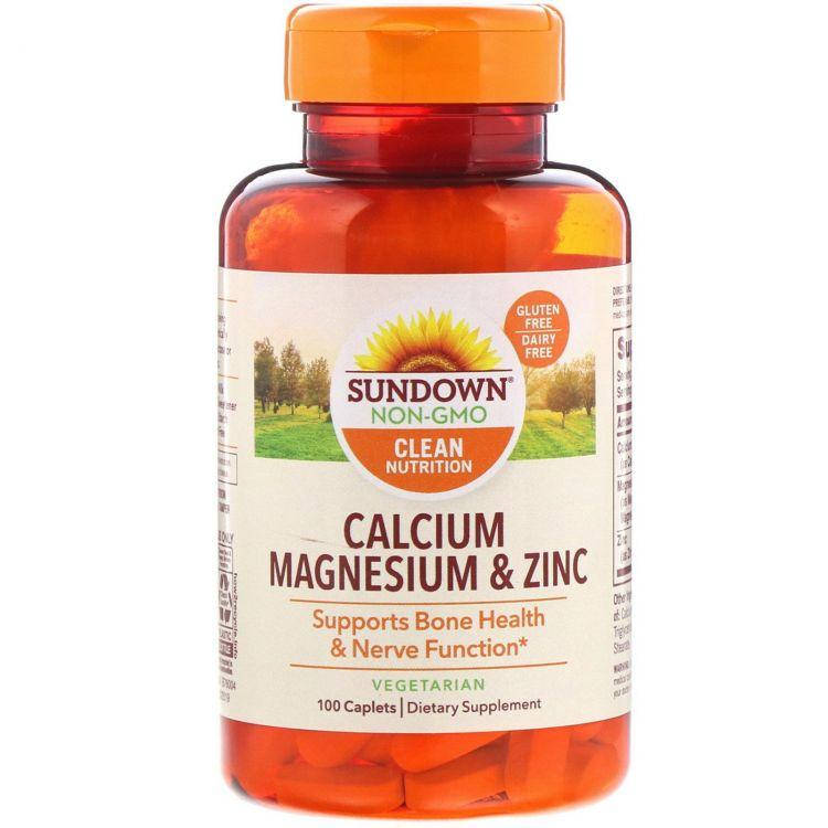 

Sundown Naturals, кальций+ магний+ цинк (100 капс.), calcium, Mg, zinc
