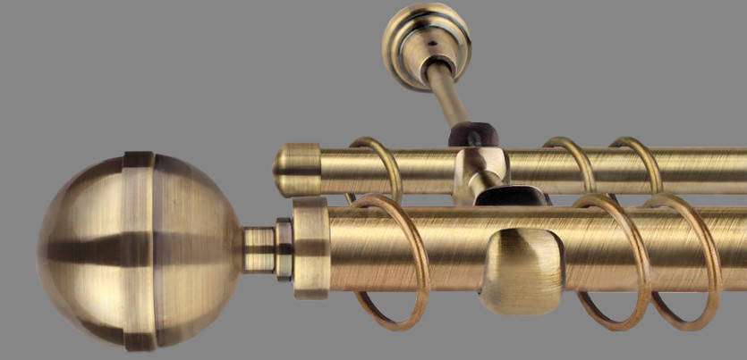 

Карниз для штор двухрядный металлический 25 мм, Калисто Антик 240 см.