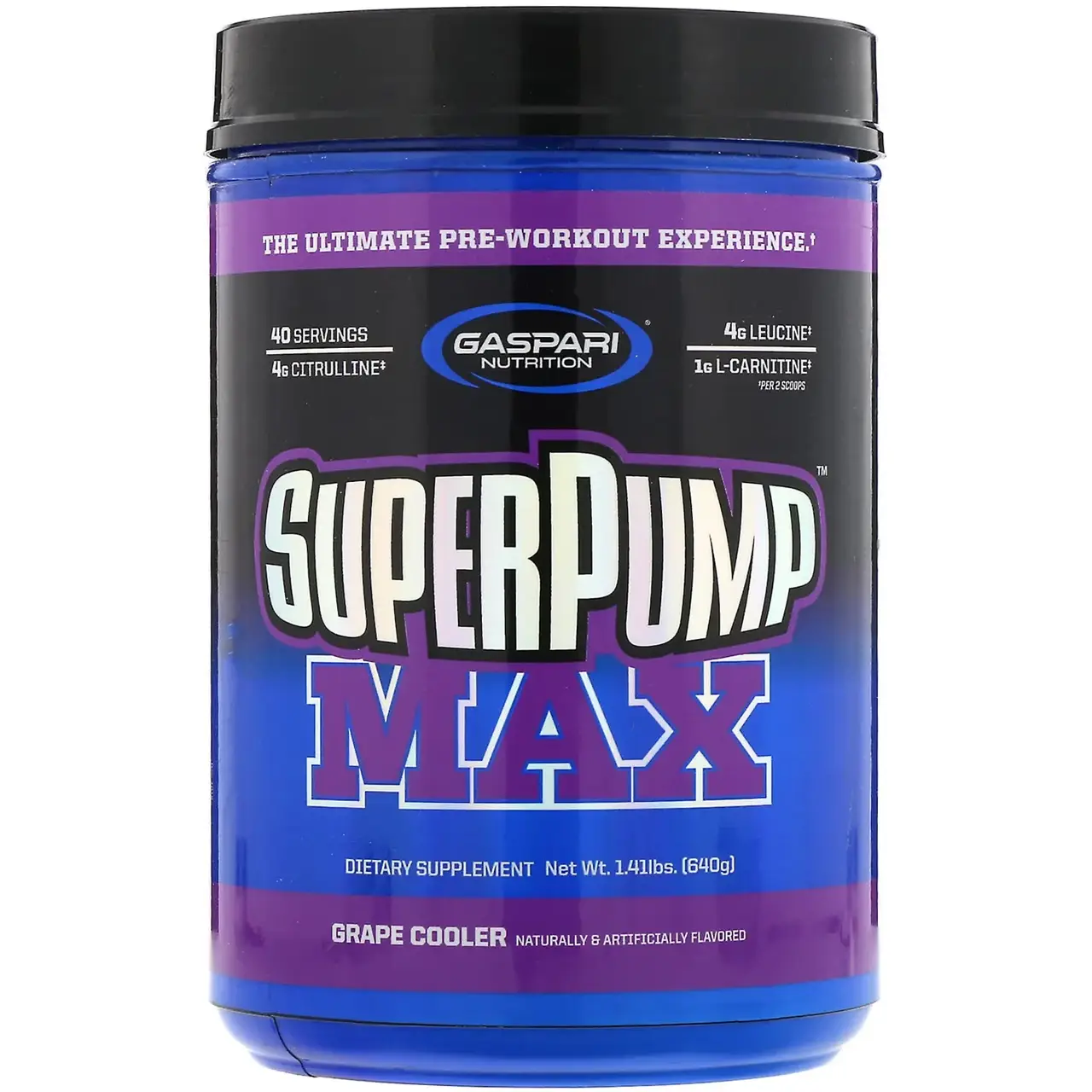

Gaspari Nutrition, SuperPump Max, Grape Cooler, 1.41 lbs (640 g)