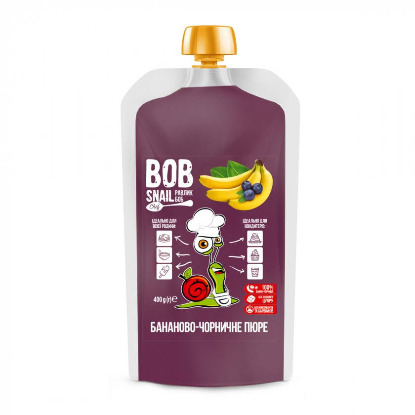 

Пюре фруктовое Банан-Черника Равлик Боб, 400г