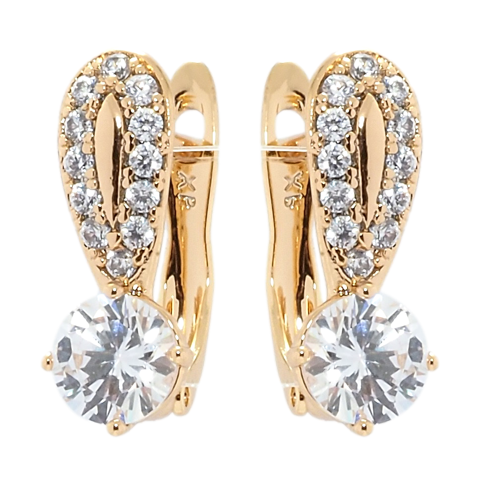 

Серьги Xuping Позолота 18K английский замок "Фианиты с петелькой циркония"