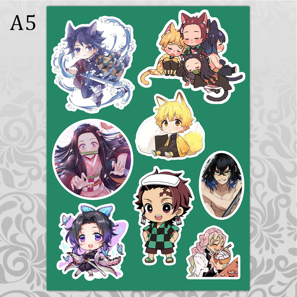 

Стикеры Аниме Kimetsu no Yaiba без порезки 04, Разные цвета