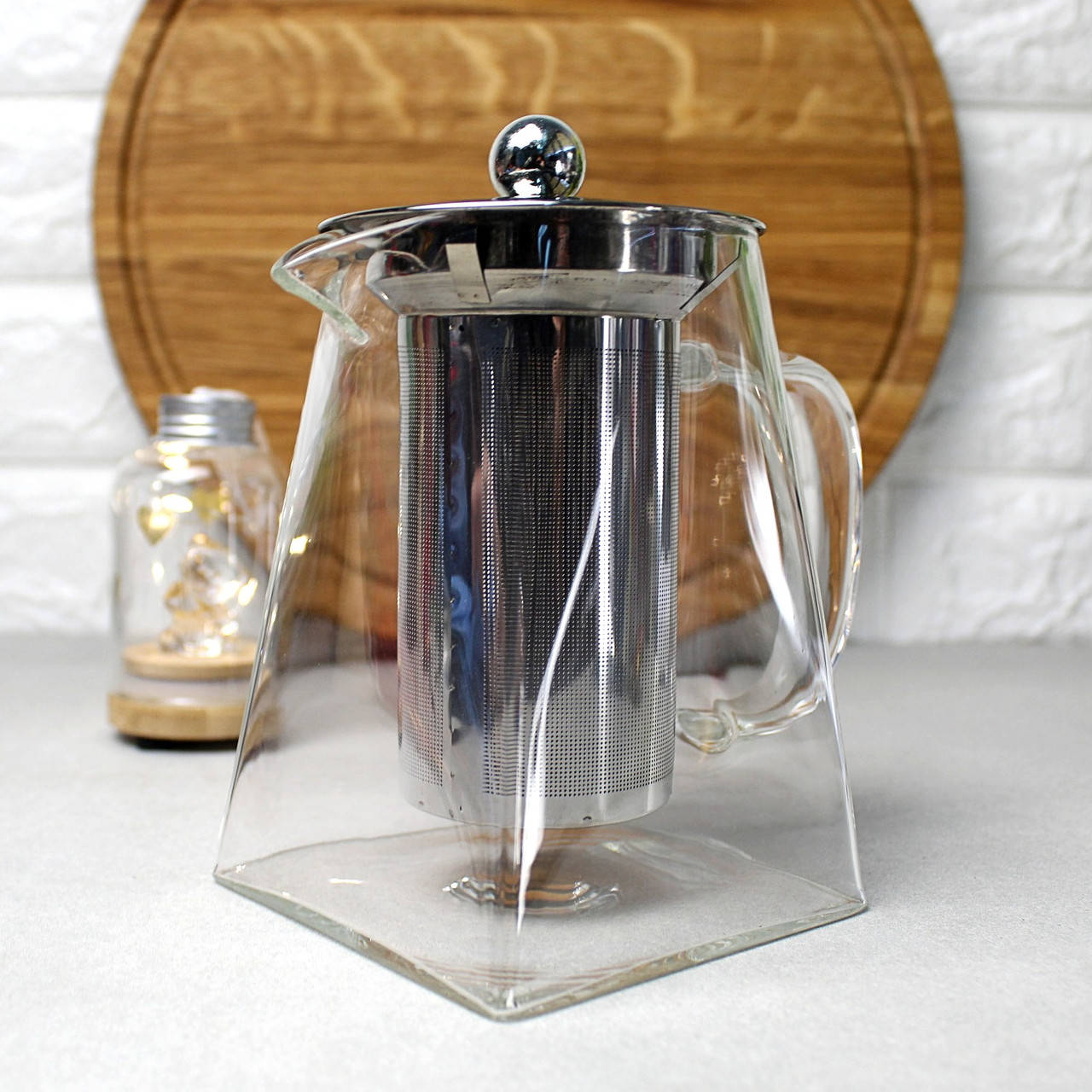 

Чайник для заварки чая с квадратными дном из жаропрочного стекла 720 мл, Прозрачный