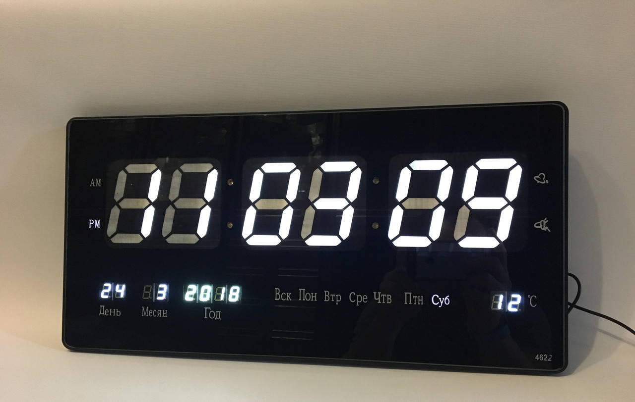

Настенные электронные часы Led Clock 3615 белые (36x15см/Руское меню)