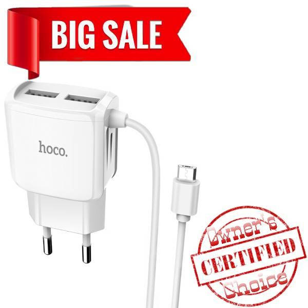 

Сетевое зарядное устройство Hoco C59A 2 USB 2.4A Micro белое