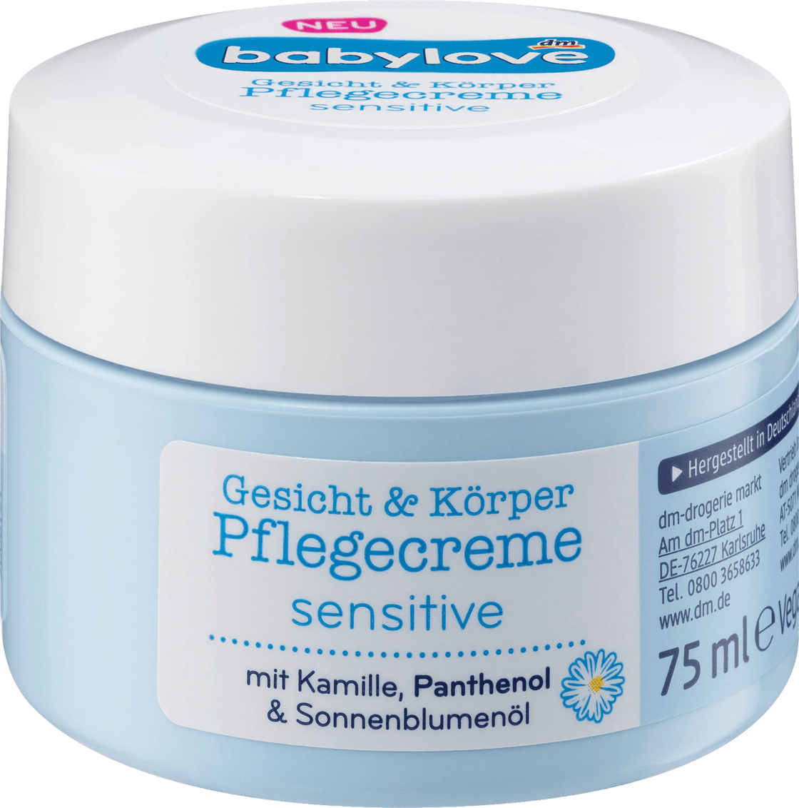 

Детский крем для лица и тела Babylove Pflegecreme Sensitive, 75 ml.