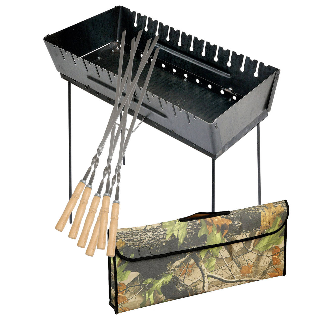 

Мангал - чемодан 2 мм на 12 шампуров 690х350х160мм + Чехол + Набор шампуров 6 штук