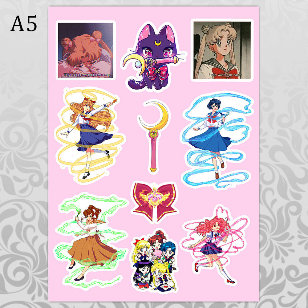 

Стикеры Аниме Sailor Moon без порезки, Разные цвета