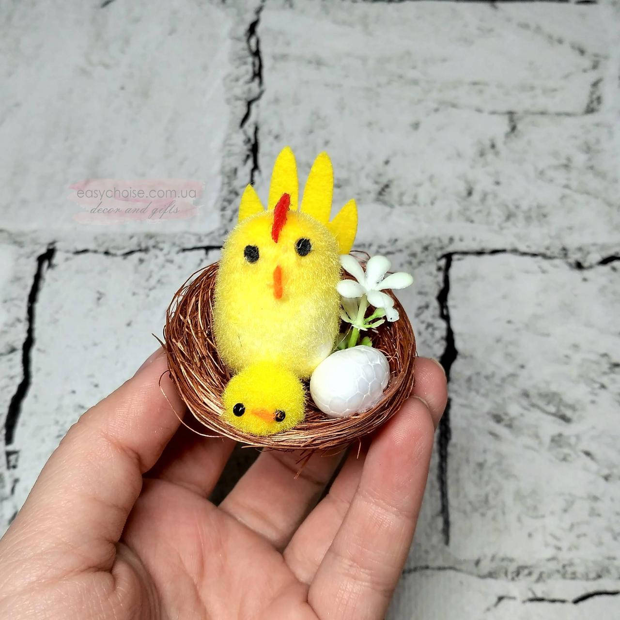 

Декор пасхальный Курочка с цыпленком, Желтый