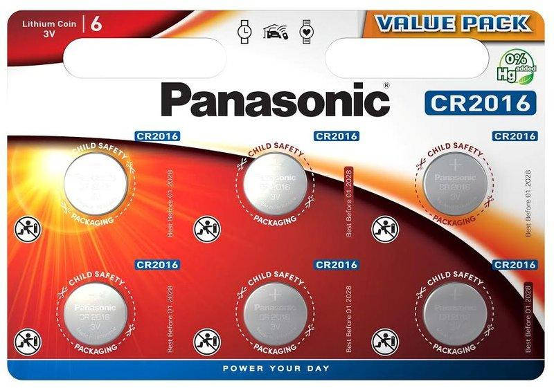 

Батарейка литиевая Panasonic Lithium Power CR-2016EL/6BP, CR2016, 3V, блистер 6шт