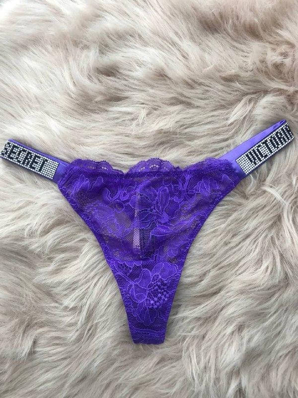 

Трусики кружевные фиолетовые Victoria's Secret со стразами из США, Фиолетовый