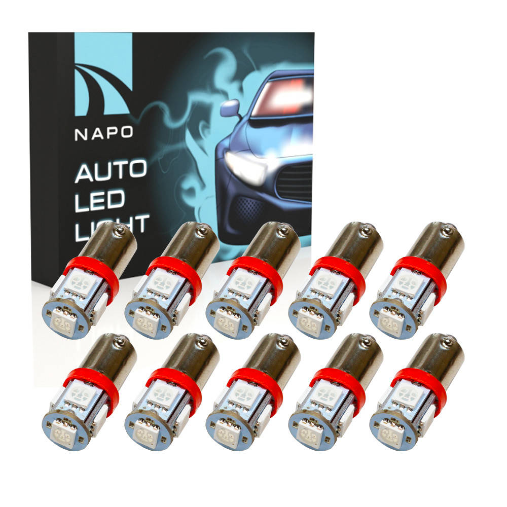 

Автолампа диодная BA9S-5050-5smd, комплект 10 шт, T4W, BA9S, цвет свечения красный