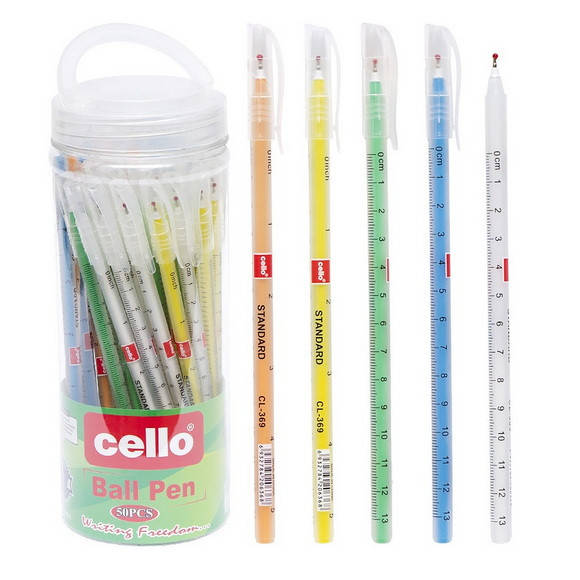 

Ручка шариковая масляная "Cello" серии "Ball Pen" Cello CL369 c линейкой, синяя