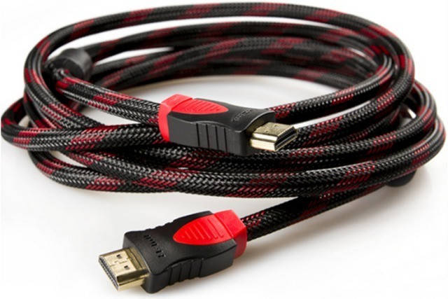 

Кабель HDMI (папа-папа) 3м черно-красная оплетка (двойной феррит) v1.4, Красный