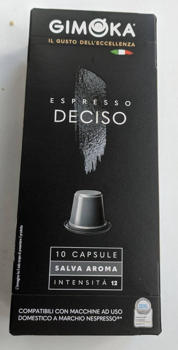 

Кофе в капсулах Gimoka Nespresso Deciso 12 (10 шт) Джимока неспрессо Дечизо, купаж кофе