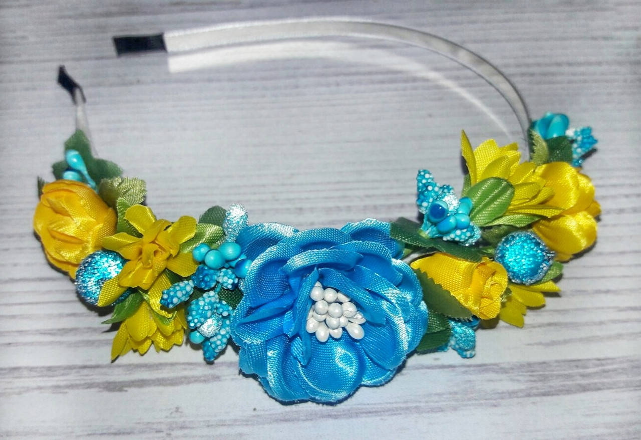 

Обруч для волосся Боковинка блакитно-жовтий, Желтый