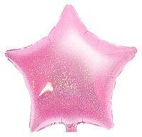 

Звезда фольгированная "Звезда голограмма конфетти" 18"/45см.(для надува воздухом)- Розовый, Розовый