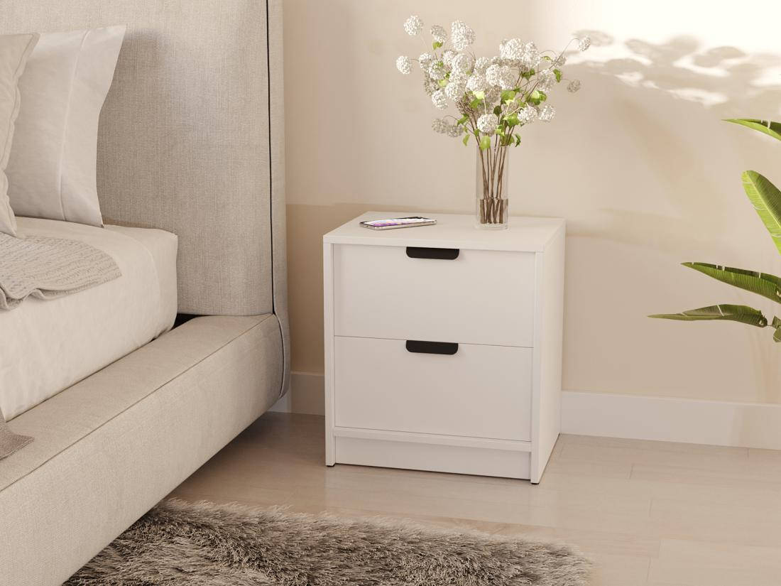 

Прикроватная тумбочка с двумя выдвижными ящиками, Ш450*В490*Г350 белый