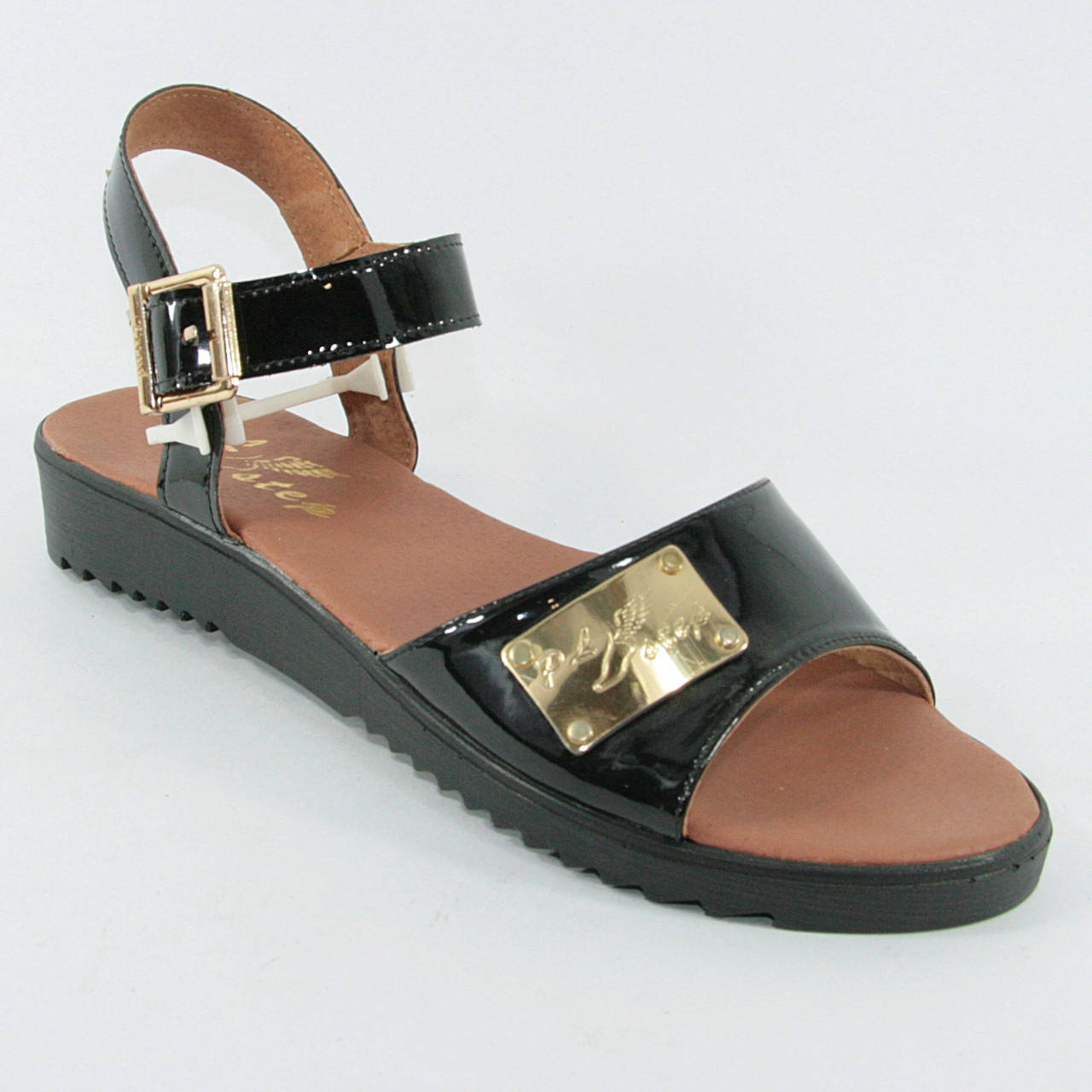 

Босоножки женские чёрного цвета плоский ход, натуральная КОЖА