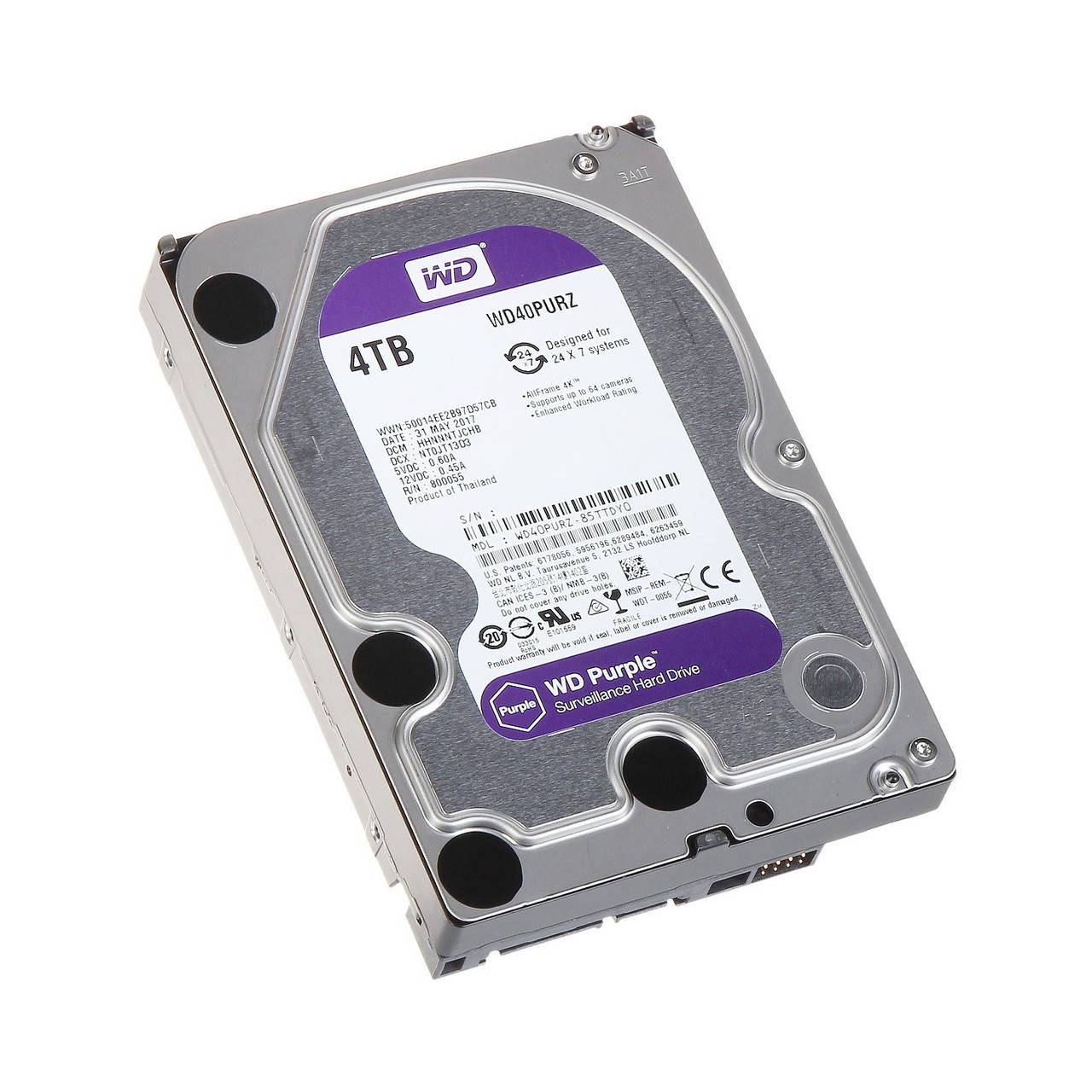 

Жесткий диск для видеорегистратора 4 ТБ WD Purple WD40PURZ