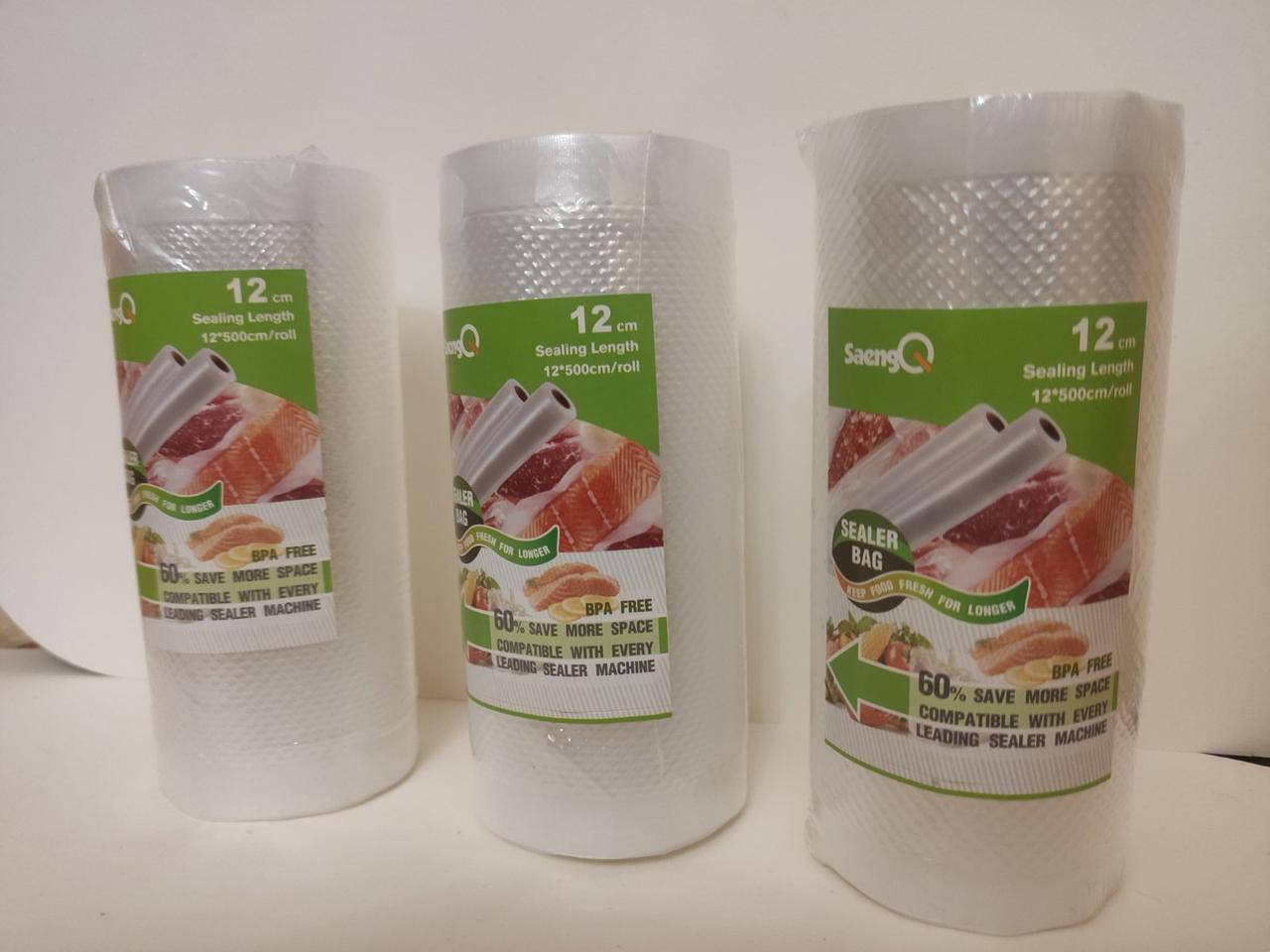 

Вакуумный пакет, рулоны для вакуумной упаковки по 5м ширина 12 см гофрированые пленка к вакуумному упаковщику