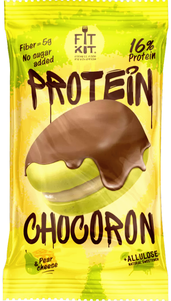 

Протеиновый макарон в глазури Fit Kit Protein CHOCORON Груша и Сыр (30 грамм)