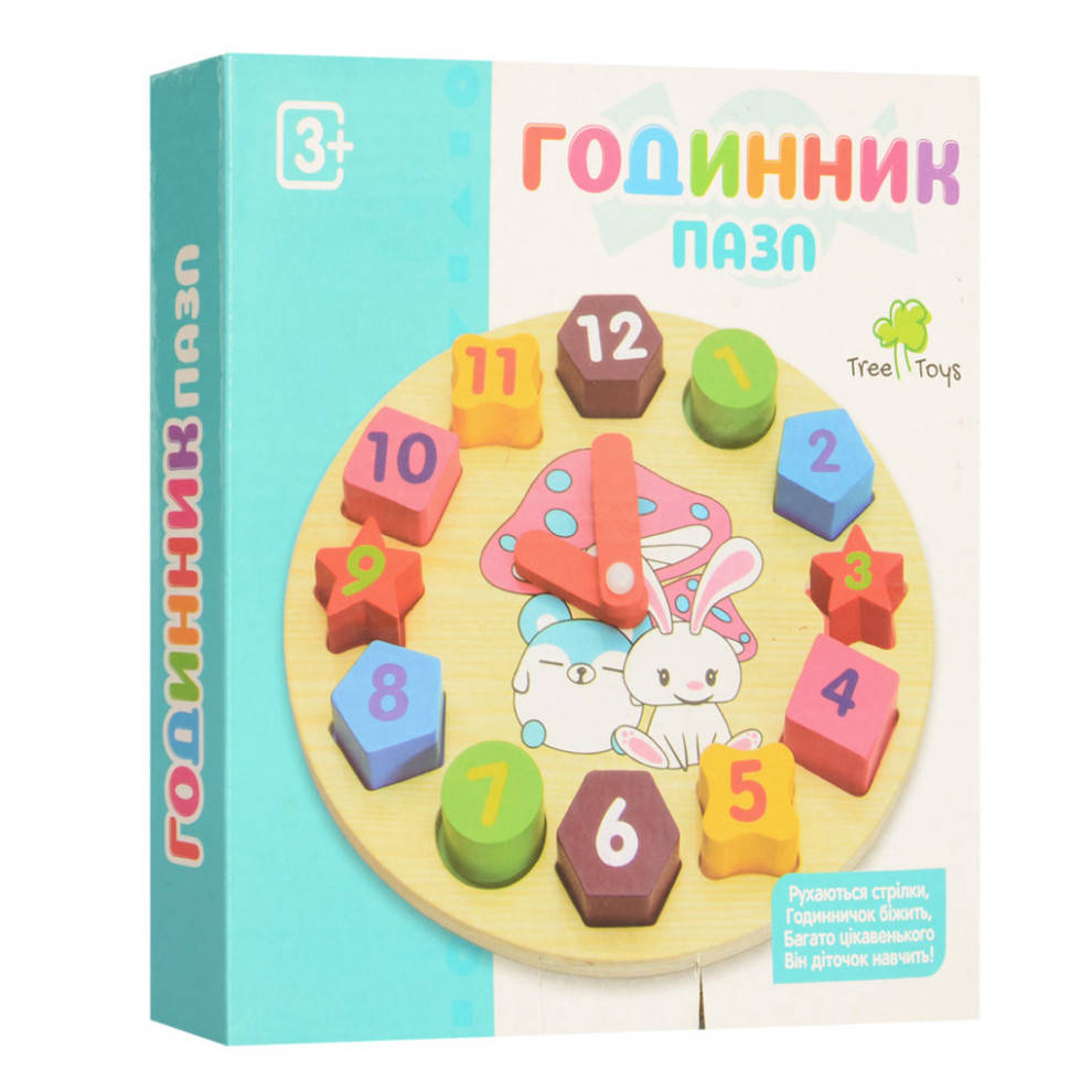 

Деревянная игрушка сортер MD 0719 Часы, Разные цвета