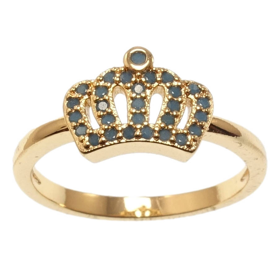 

Кольцо Xuping Позолота 18K "Корона инкрустация голубым цирконием " р 17,17.5