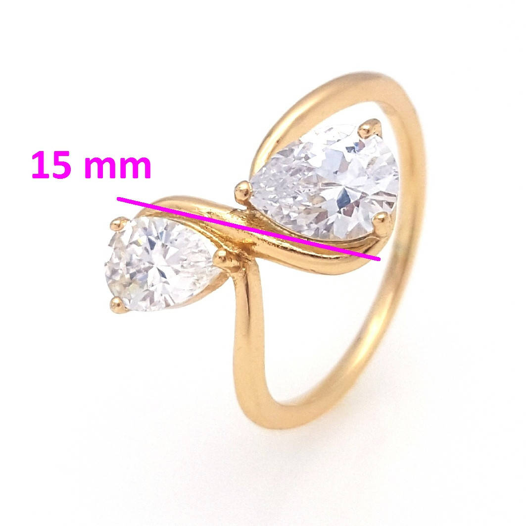 

Кольцо Две Капельки с цирконием, р17, р. 18, p. 18,5 р. 19,5, позолота Xuping, 18К