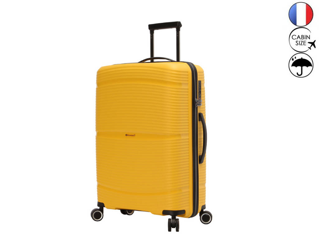 

Дорожный чемодан пластиковый полипропилен Snowball 94103 ручная кладь на 4 двойных колесах желтый