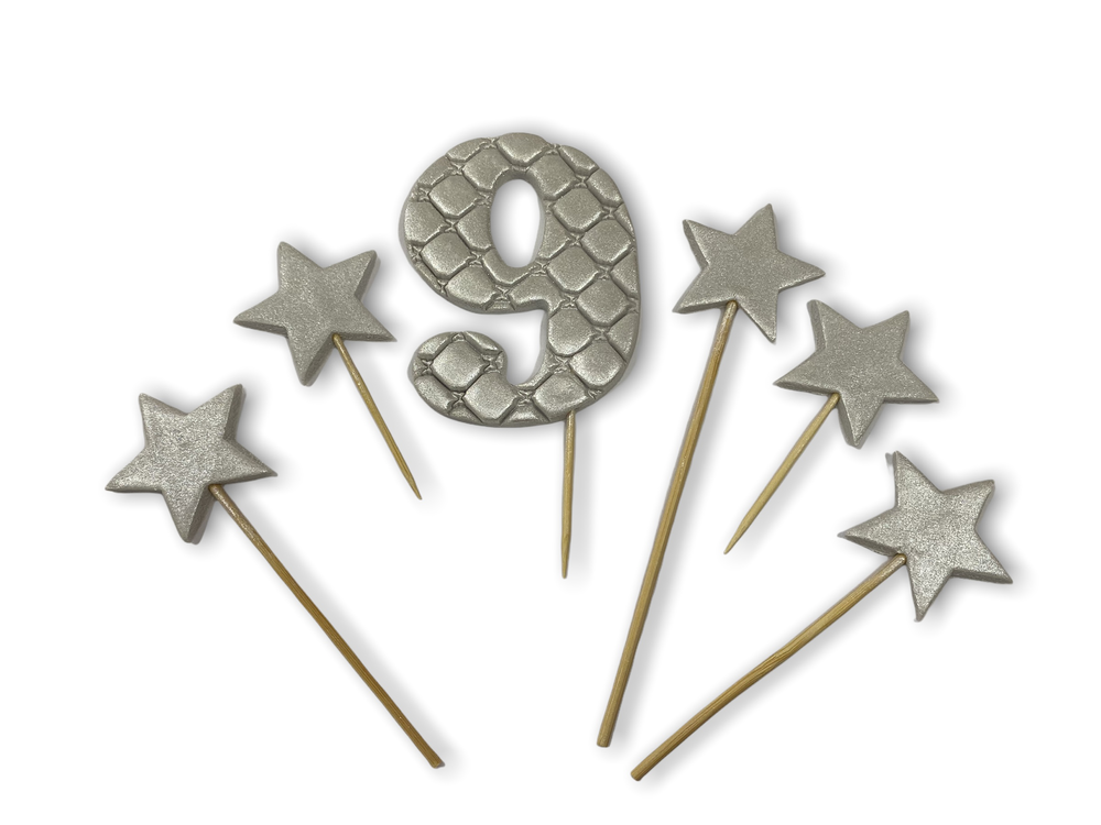 

Цукрова прикраса для торта Цифра срібна 9, Золотистый