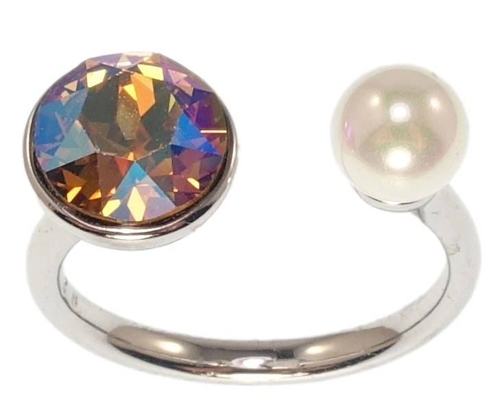 

Кольцо Xuping Родий с кр-ми Swarovski "Кристалл Light Volcano с жемчужиной" ø 7 и 9см р.16-17,17-18