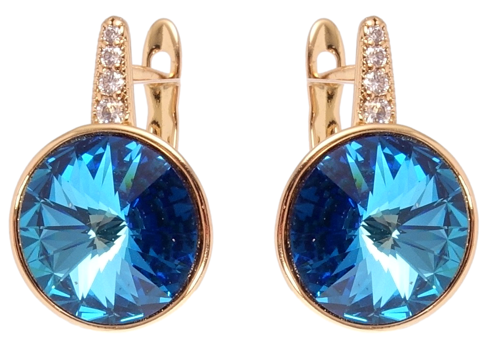 

Серьги Xuping Позолота 18K с кр-ми Swarovski английский замок "Кристалл Metallic Blue с цирконием"
