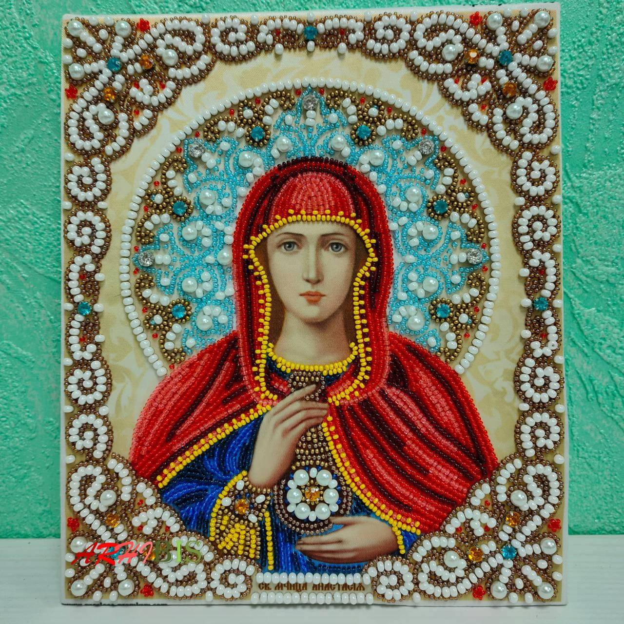 

ЖЛ-4708 Святая Анастасия в жемчуге и кристаллах, набор для вышивки бисером (схема+бисер+декор+иглы+нить)