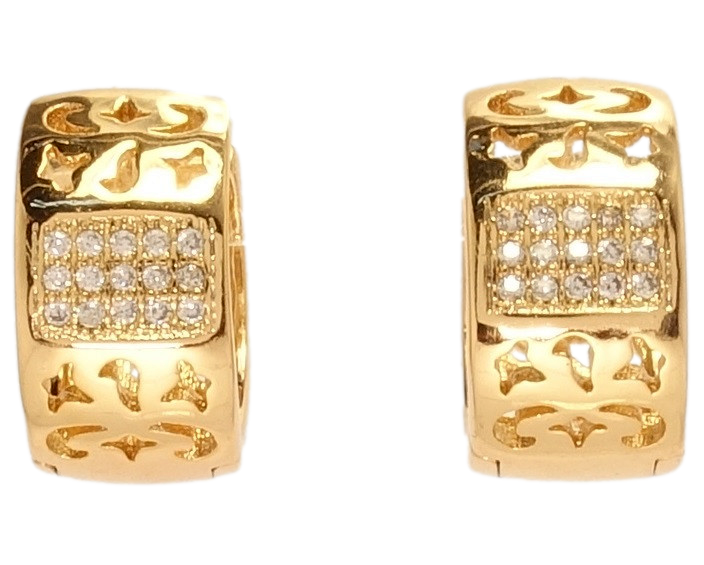 

Серьги Xuping Позолота 18K колечки "Резной орнамент с инкрустацией цирконием"