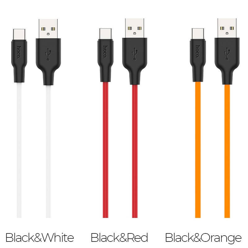 

Силиконовый USB-кабель hoco X21 Type-C (хоко х21 тайп си), Красный