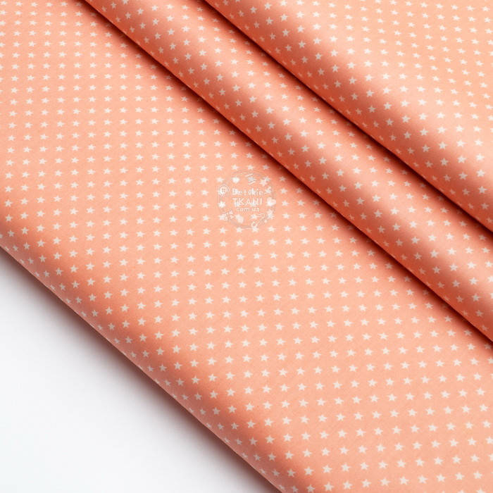 

Сатин "Маленькие густые звёзды" на персиковом, №4111с, Персиковый