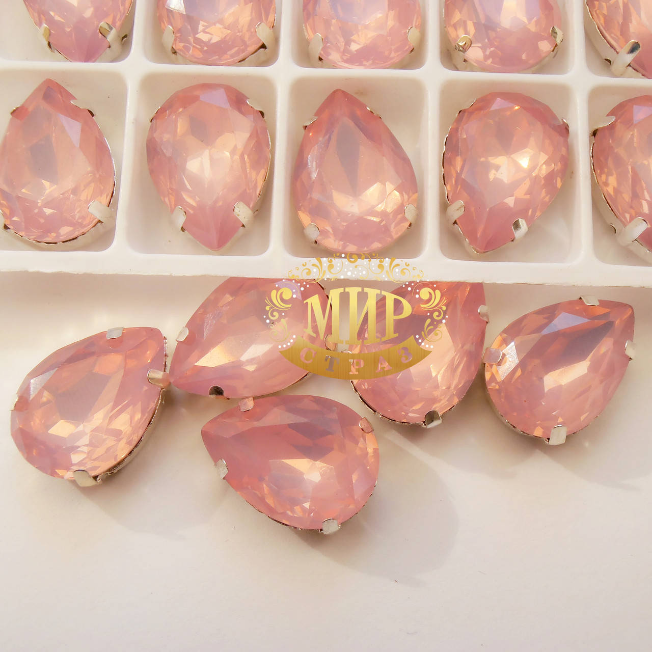

Cтразы в цапах, Капля, Размер 13x18, Цвет Pink Opal