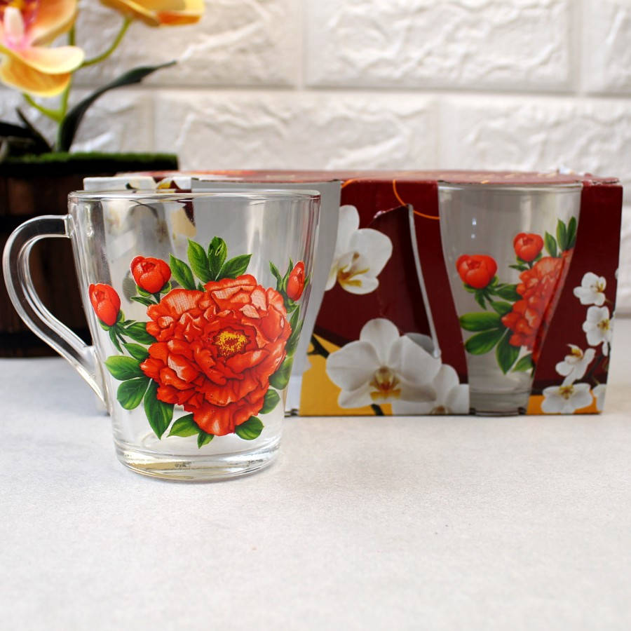 

Набор чайных кружек 250 мл 2 шт ОСЗ Цветы Грация (8236), Прозрачный