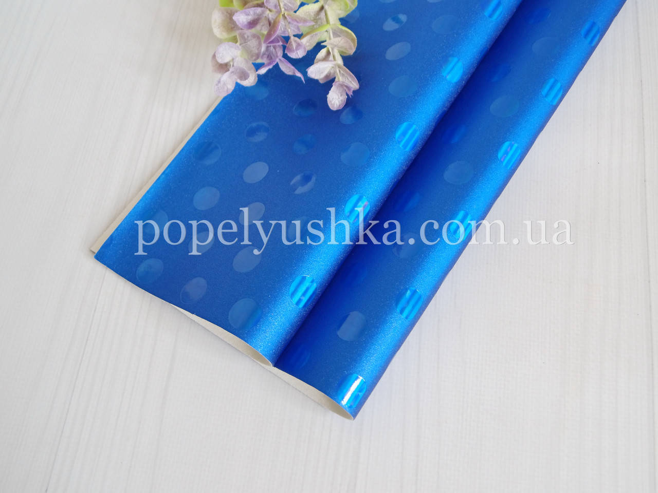 

Эко кожа "Горох" синяя 21 * 29,5 см