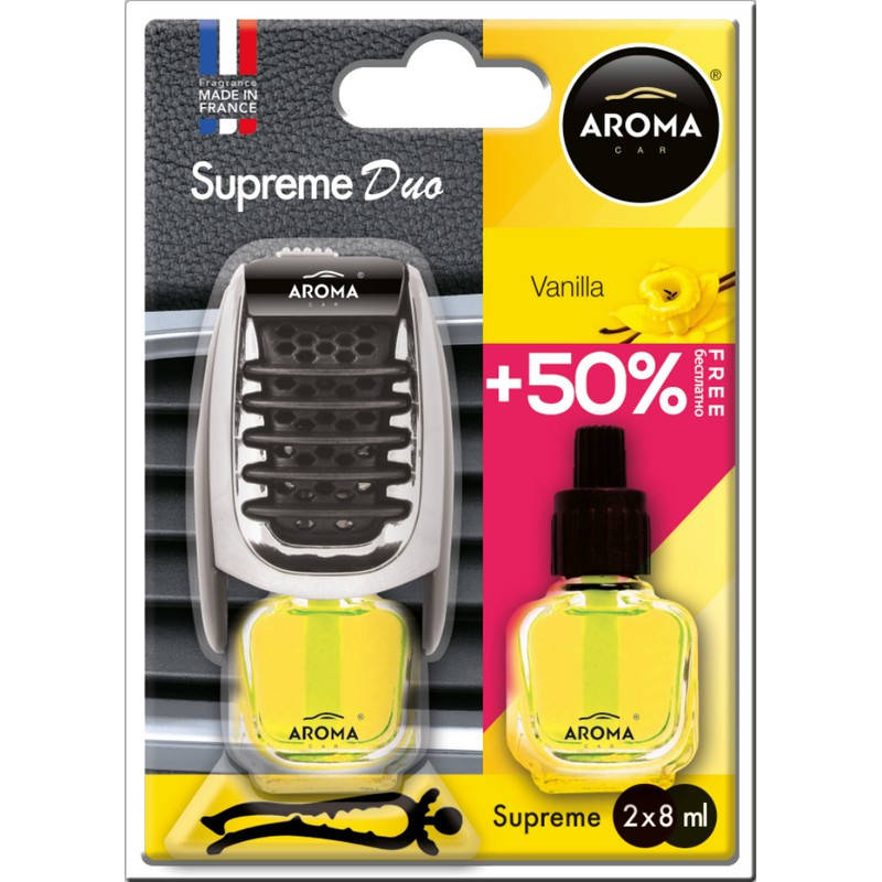 

Ароматизатор в машину пахучка для авто Aroma Car Supereme DUO Slim 8ml Vanilla