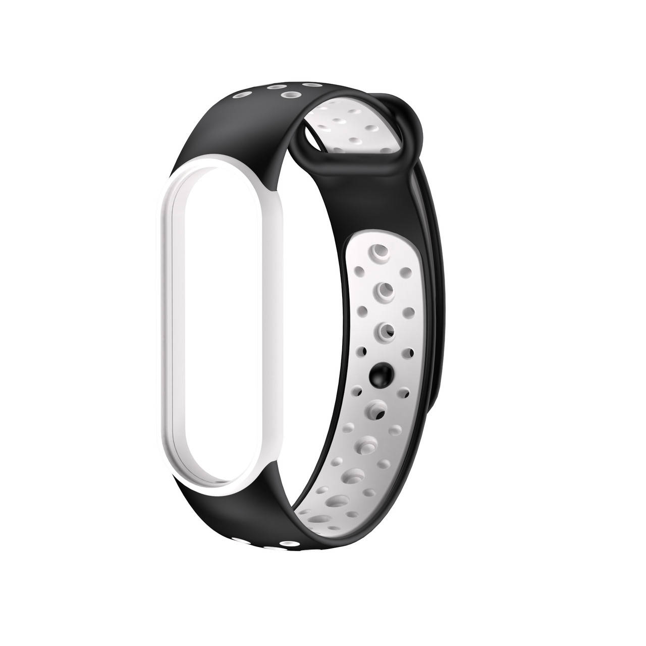 

Mi band 5 ремешок ми бенд 6 перфорированный черно-белый