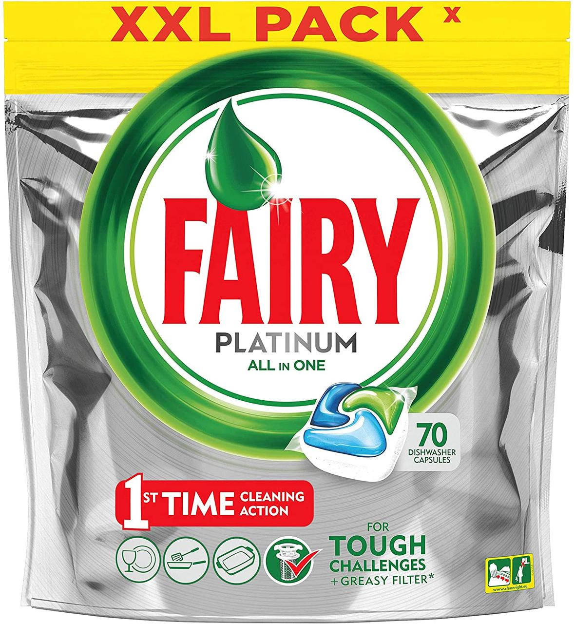 

Таблетки для посудомоечной машины Fairy Все-в-Одном Platinum 70 шт