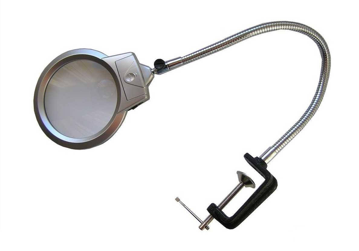 

Настольная лупа на струбцине Magnifier 15124-С 130 мм 2x, Светло-серый