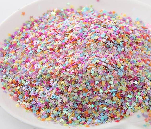 

(20 грамм) Пайетки "звездочки 3мм" Цвет - микс с отливом, Белый