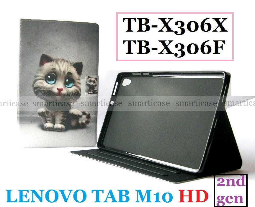 

Серый чехол с рисунком для Lenovo Tab M10 HD tb-x306f 306x (Котик) 2nd Gen, Разные цвета