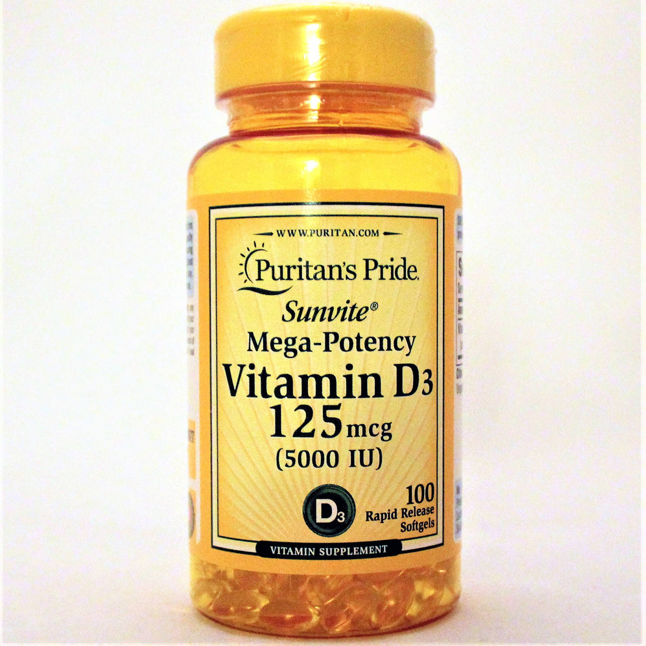 

Puritan's Pride Vitamin D3 5000 IU 125 mcg 100 softgels Пуританс витамин Д3 для кожи 125 мкг 5000 ед