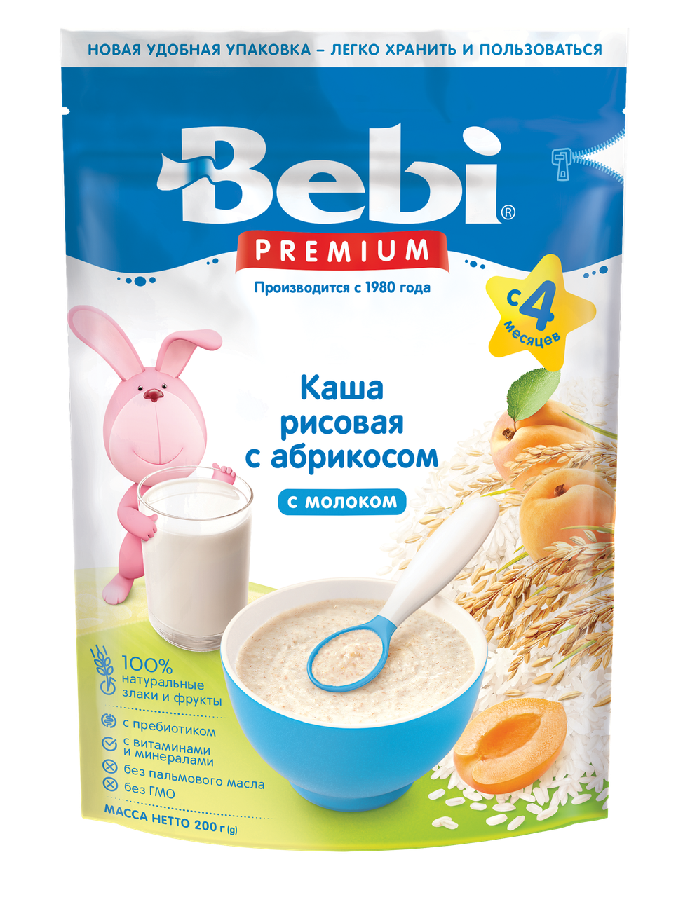 

Каша молочная Рисовая с абрикосом Bebi Premium, 200 г